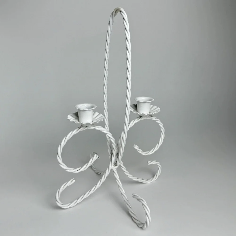 1950’s Metal Candelabra Centerpiece by Homco White